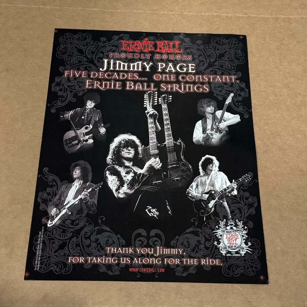 Jimmy Page of Led Zeppelin - Ernie Ball - 2008 Print Advertisement